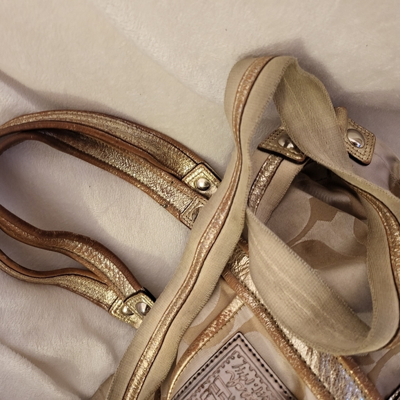 COACH poppy tote bag gold brown - Picture 7 of 13